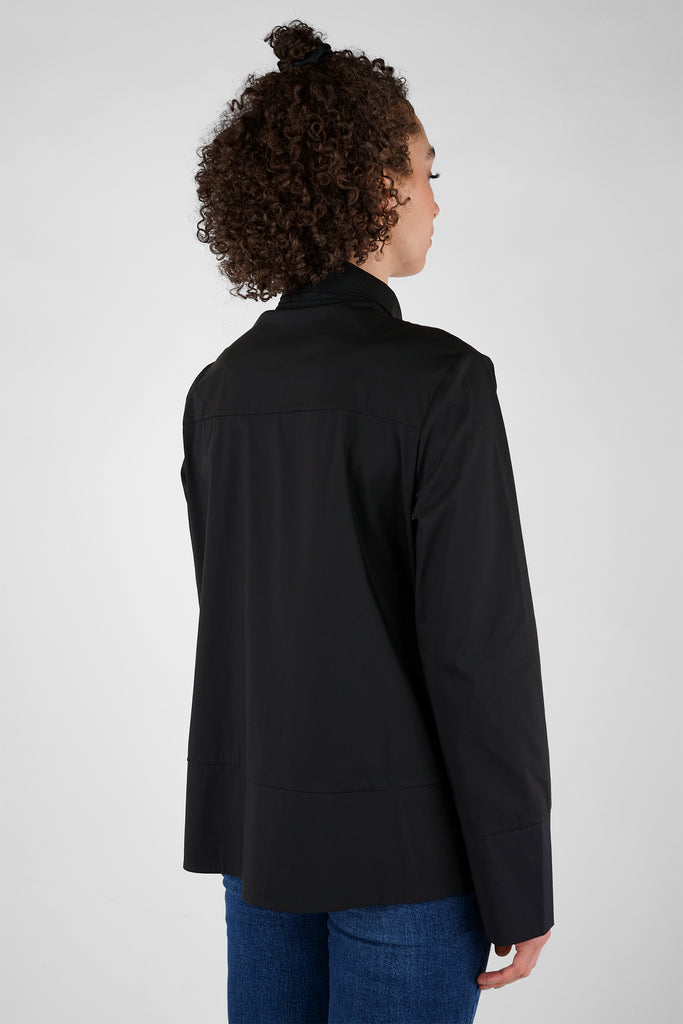 A-Linien Bluse aus Baumwolle-Mix in schwarz