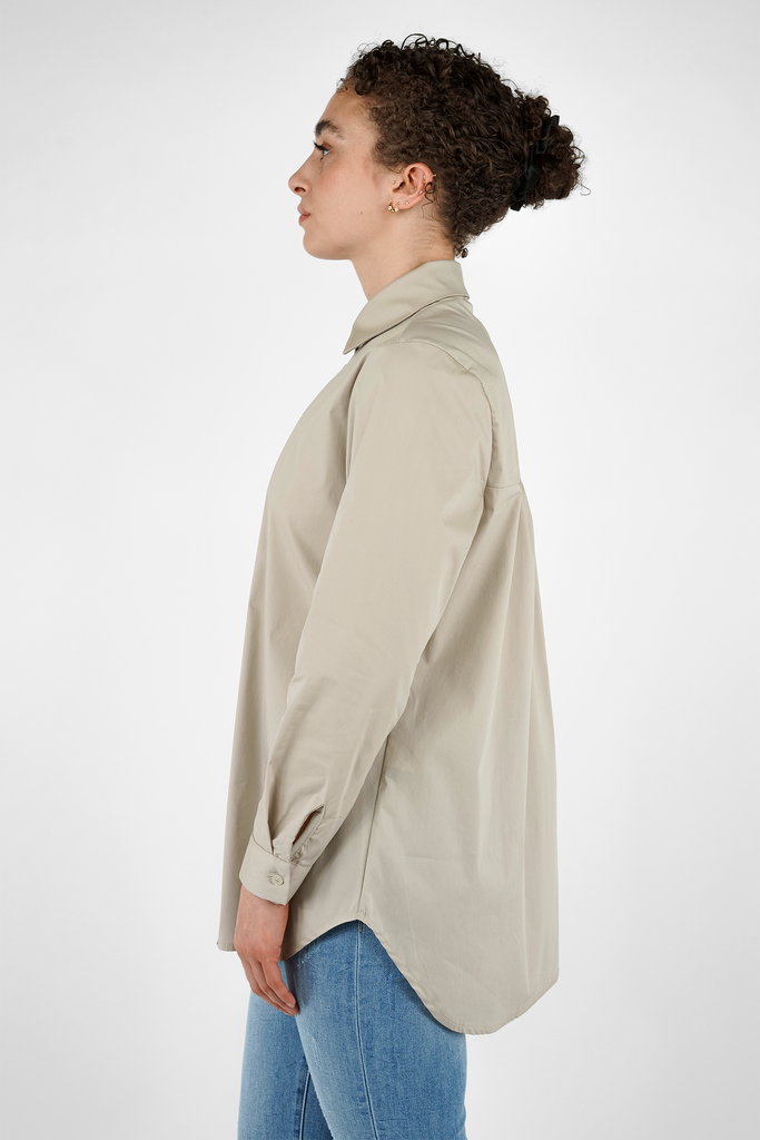 Bluse mit Falten im Rücken aus Baumwolle-Mix in beige