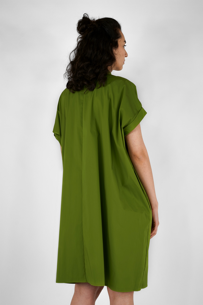 Hemdblusenkleid im Oversize-Look in olivgrün