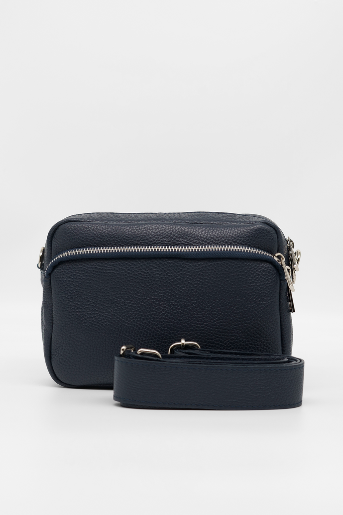 Crossbody-Bag DIANA aus genarbtem Leder in dunkelblau