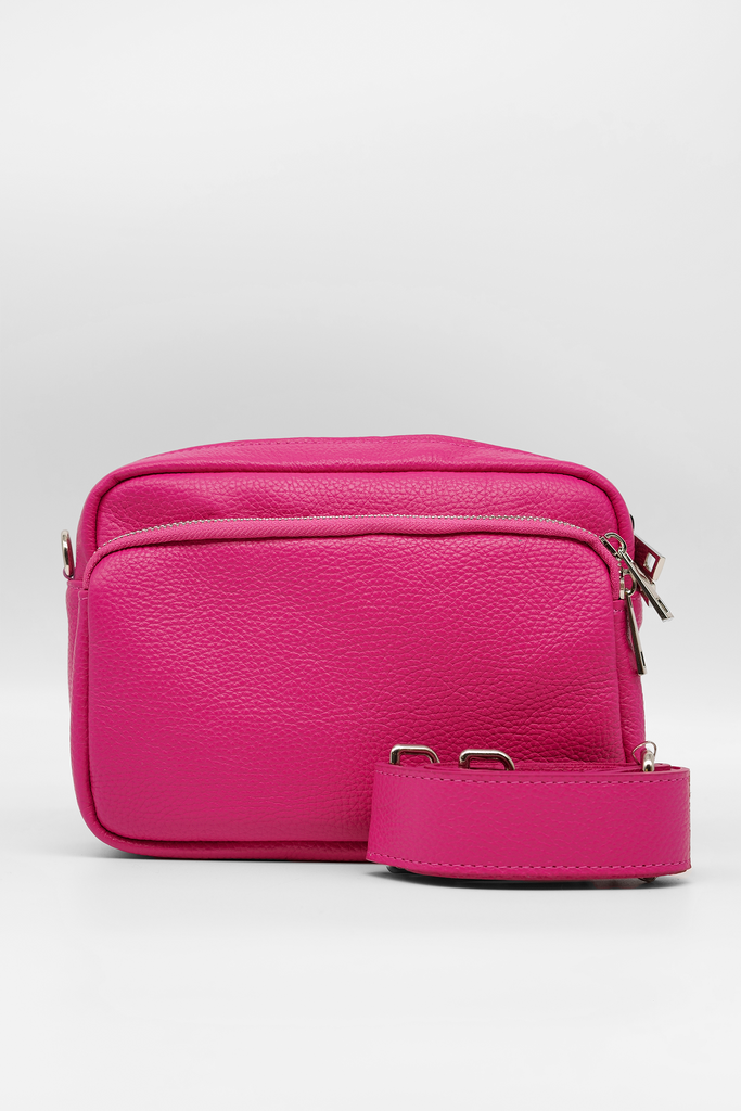 Crossbody-Bag DIANA aus genarbtem Leder in pink