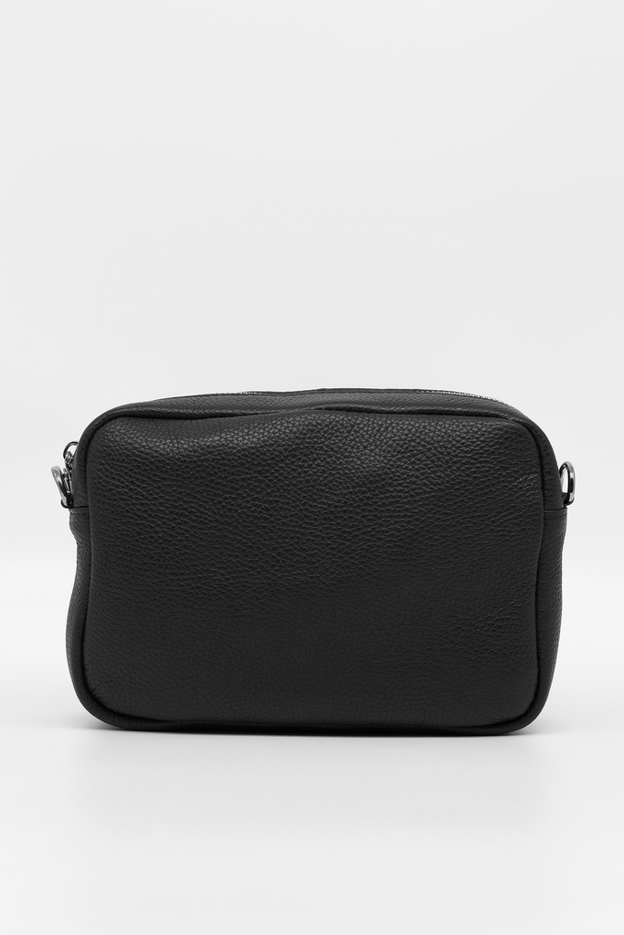 Crossbody-Bag DIANA aus genarbtem Leder in schwarz