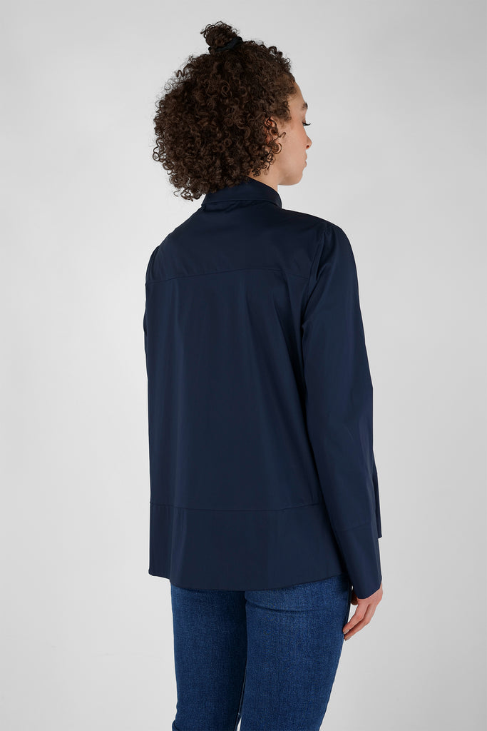 A-Linien Bluse aus Baumwolle-Mix in dunkelblau