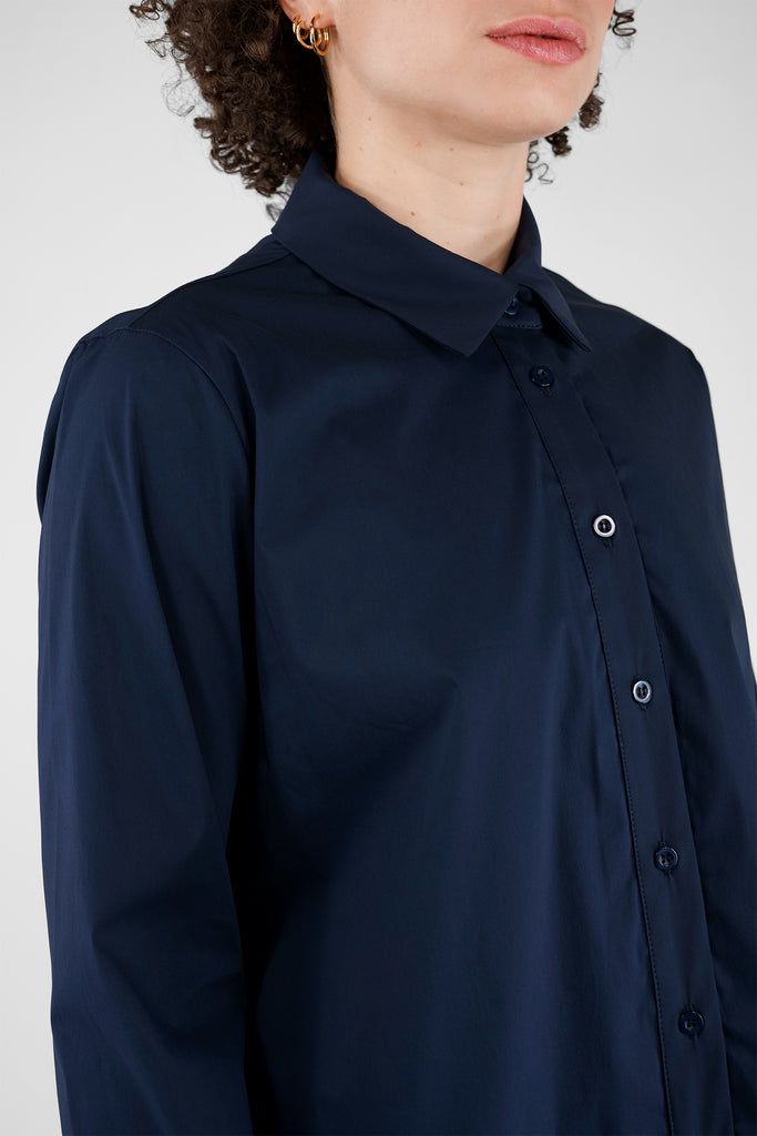 A-Linien Bluse aus Baumwolle-Mix in dunkelblau