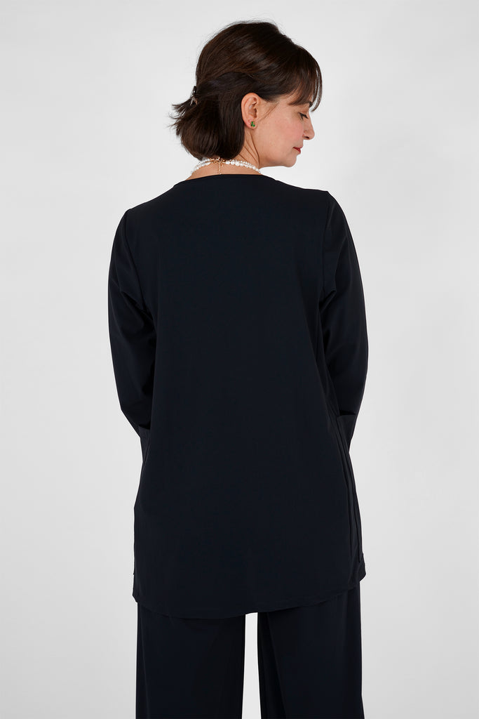 A-Linien-Shirt aus bi-elastischer Qualität in schwarz