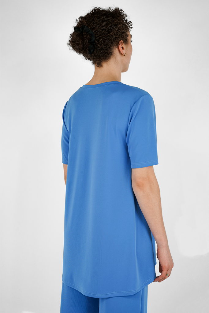 A-Linien Shirt aus fliessender Qualität in blau