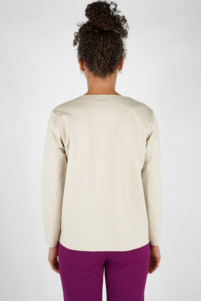 Basic Langarmshirt aus Viskose-Mix-Qualität in beige