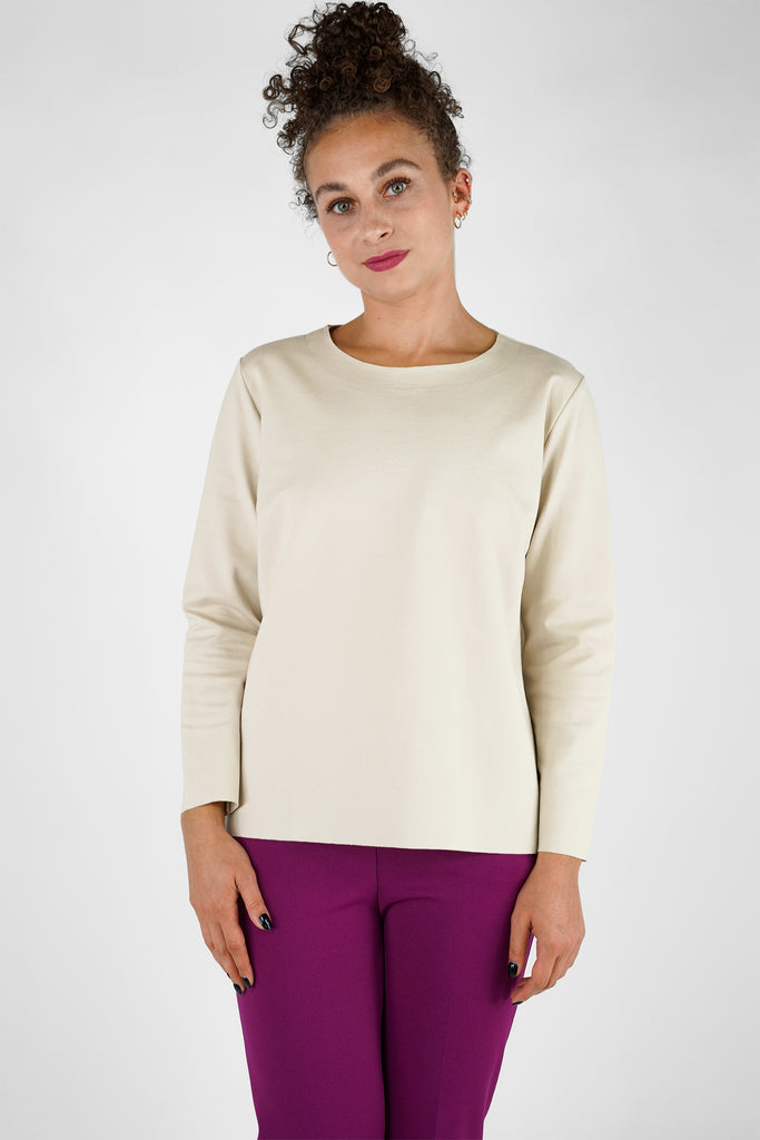 Basic Langarmshirt aus Viskose-Mix-Qualität in beige