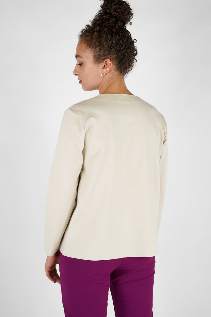 Basic Langarmshirt aus Viskose-Mix-Qualität in beige