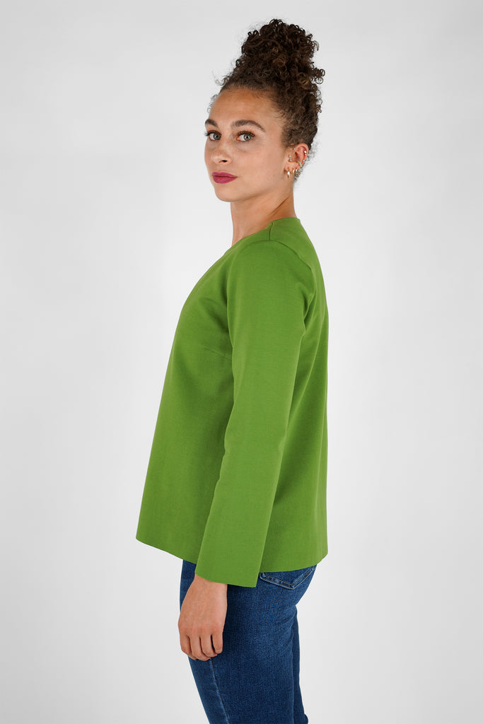 Basic Langarmshirt aus Viskose-Mix-Qualität in grün