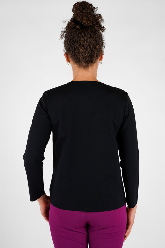Basic Langarmshirt aus Viskose-Mix-Qualität in schwarz