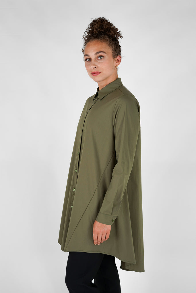 Bluse A-Shape aus Baumwoll-Mix-Qualität in dunkelgrün