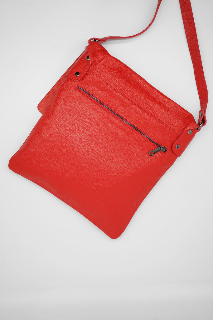 Crossbody-Bag TOM aus genarbtem Leder in rot