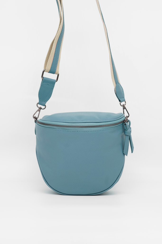 Crossbody-Bag KENNY aus genarbtem Leder in blau
