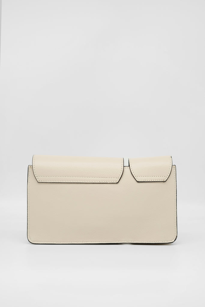 Crossbody-Bag MARINA aus genarbtem Leder in creme