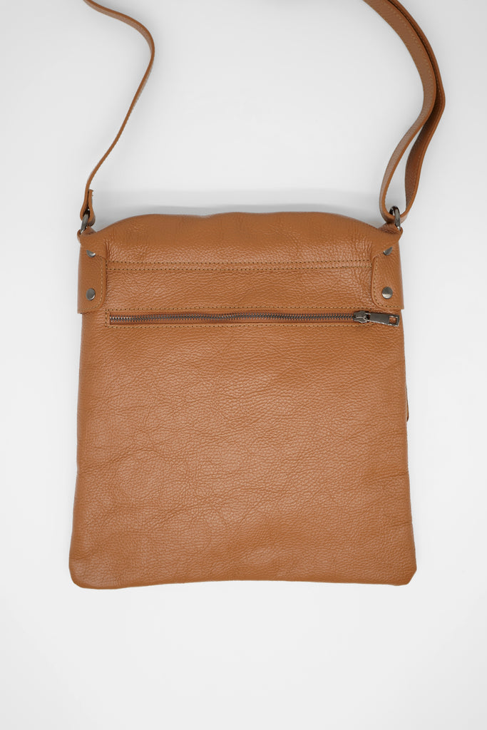 Crossbody-Bag TOM aus genarbtem Leder in hellbraun