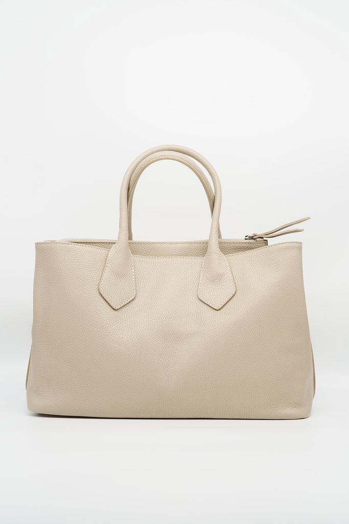 Handtasche JACKY aus genarbtem Leder in beige