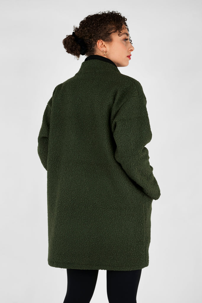 Jacke in Bouclé-Optik in dunkelgrün
