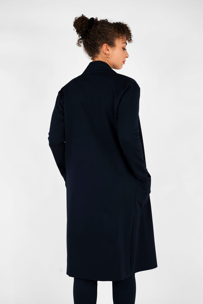 Lange Jersey-Jacke aus Viskose-Mix-Qualität in dunkelblau