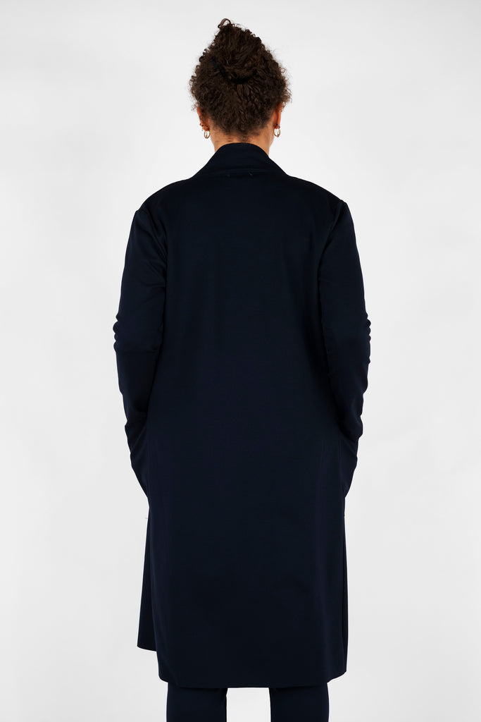 Lange Jersey-Jacke aus Viskose-Mix-Qualität in dunkelblau