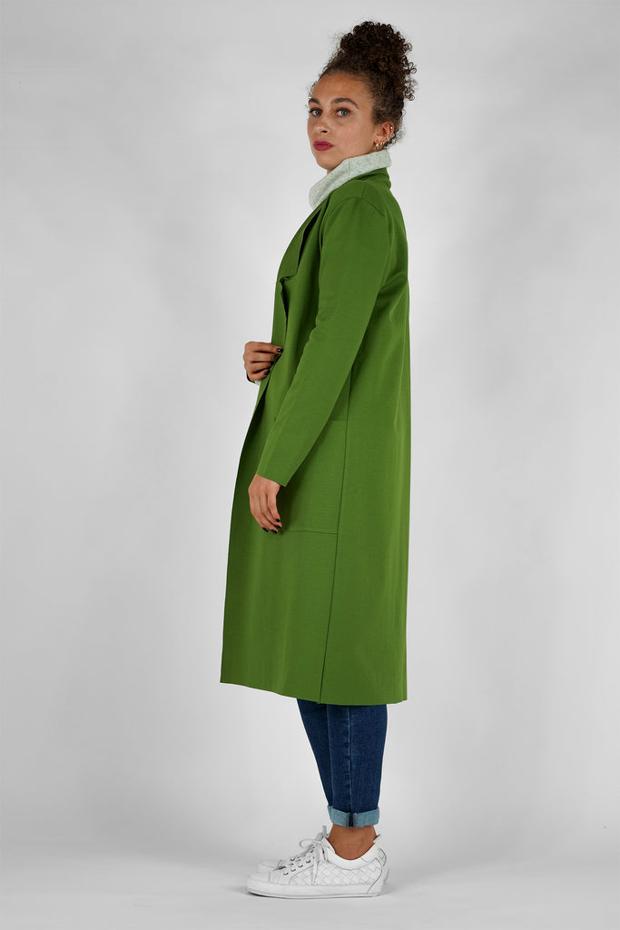 Lange Jersey-Jacke aus Viskose-Mix-Qualität in grün