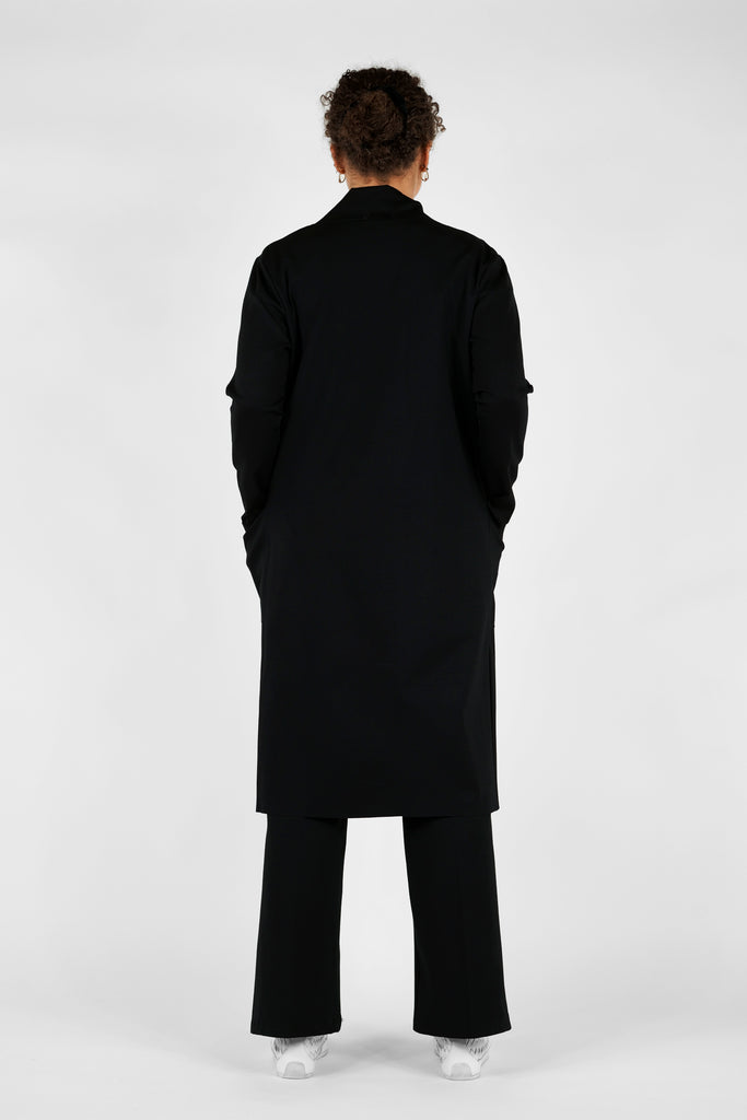 Lange Jersey-Jacke aus Viskose-Mix-Qualität in schwarz