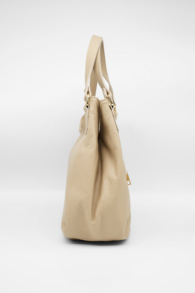 Ledertasche ELENA aus genarbtem Leder in beige