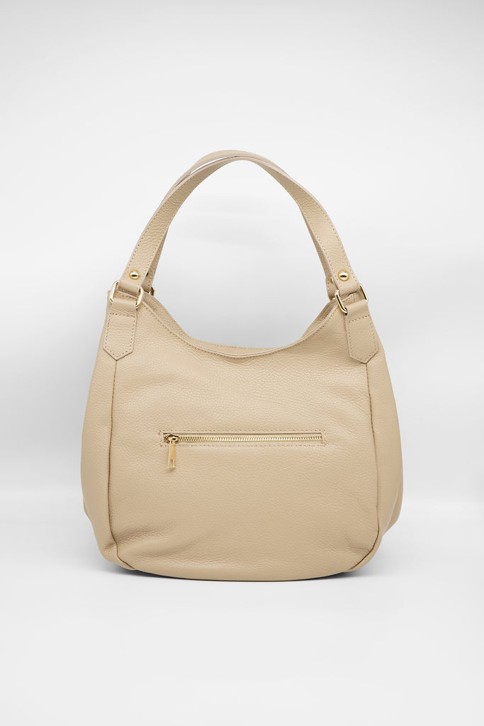 Ledertasche ELENA aus genarbtem Leder in beige