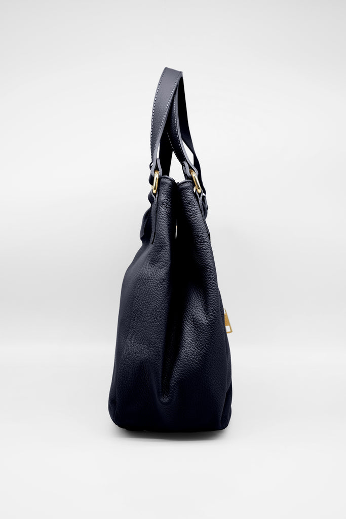 Ledertasche ELENA aus genarbtem Leder in dunkelblau