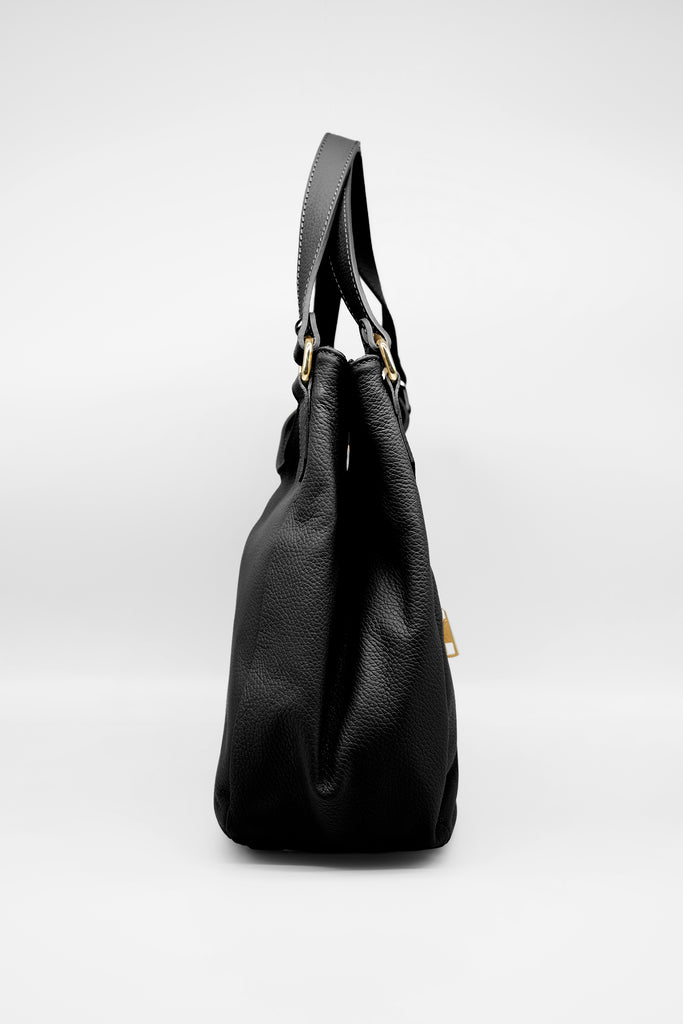 Ledertasche ELENA aus genarbtem Leder in schwarz
