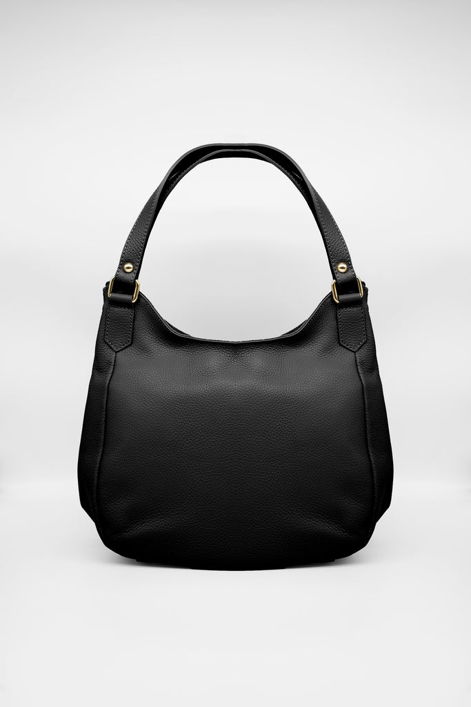 Ledertasche ELENA aus genarbtem Leder in schwarz