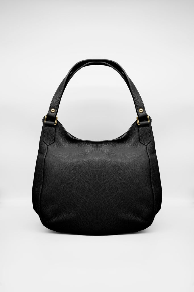 Ledertasche ELENA aus genarbtem Leder in schwarz