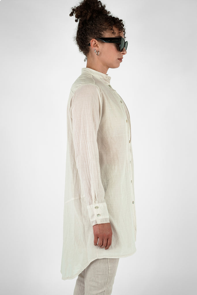 Long-Bluse aus Baumwolle-Voile in beige.