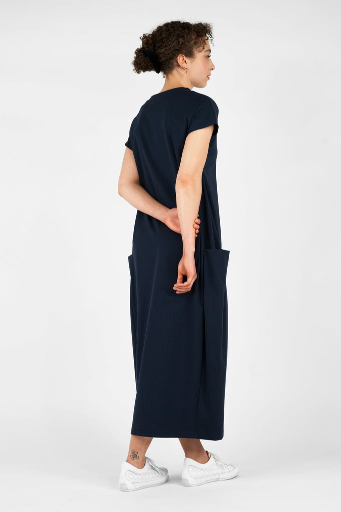 Midi-Kleid aus Viskose-Mix-Qualität in dunkelblau