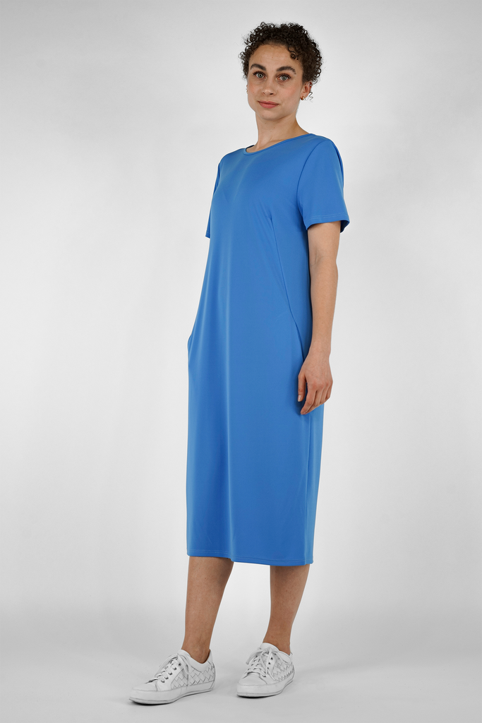 Midi-Kleid mit Rückenausschnitt in blau