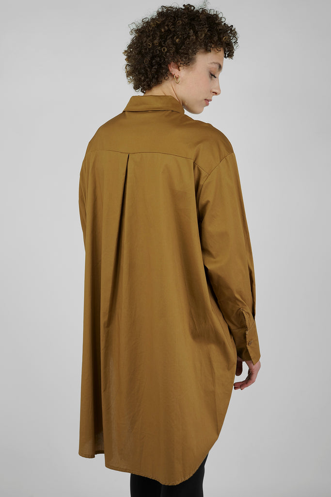 Oversize-Bluse aus reiner Baumwolle in hellbraun