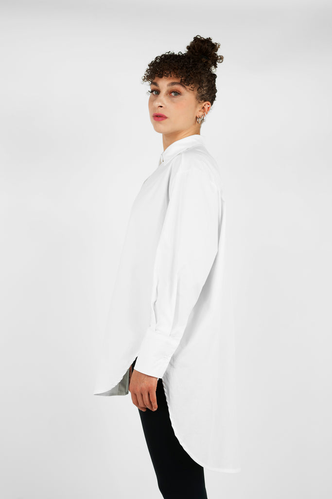 Oversize-Bluse aus reiner Baumwolle in weiss