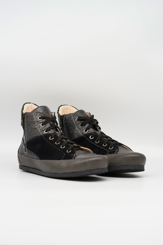 Patchwork-Sneaker mit ZIP-Details in dunkelgrau
