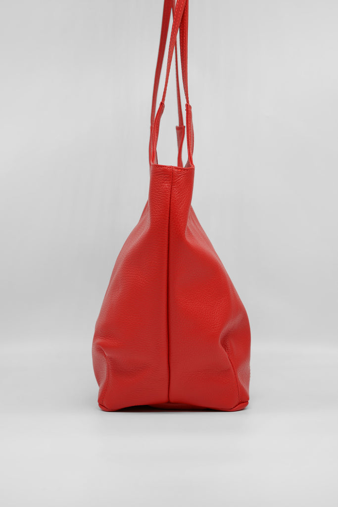 Shopper Maya aus genarbtem Leder in rot