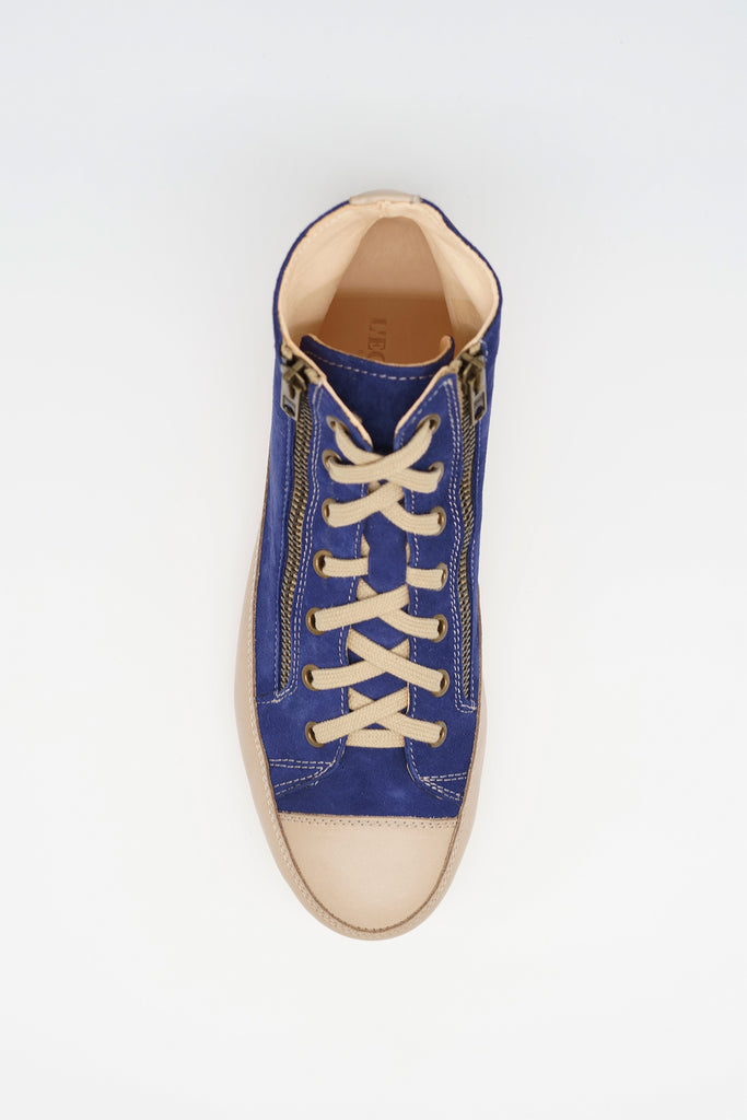 Sneaker mit Doppel ZIP aus Leder in blau