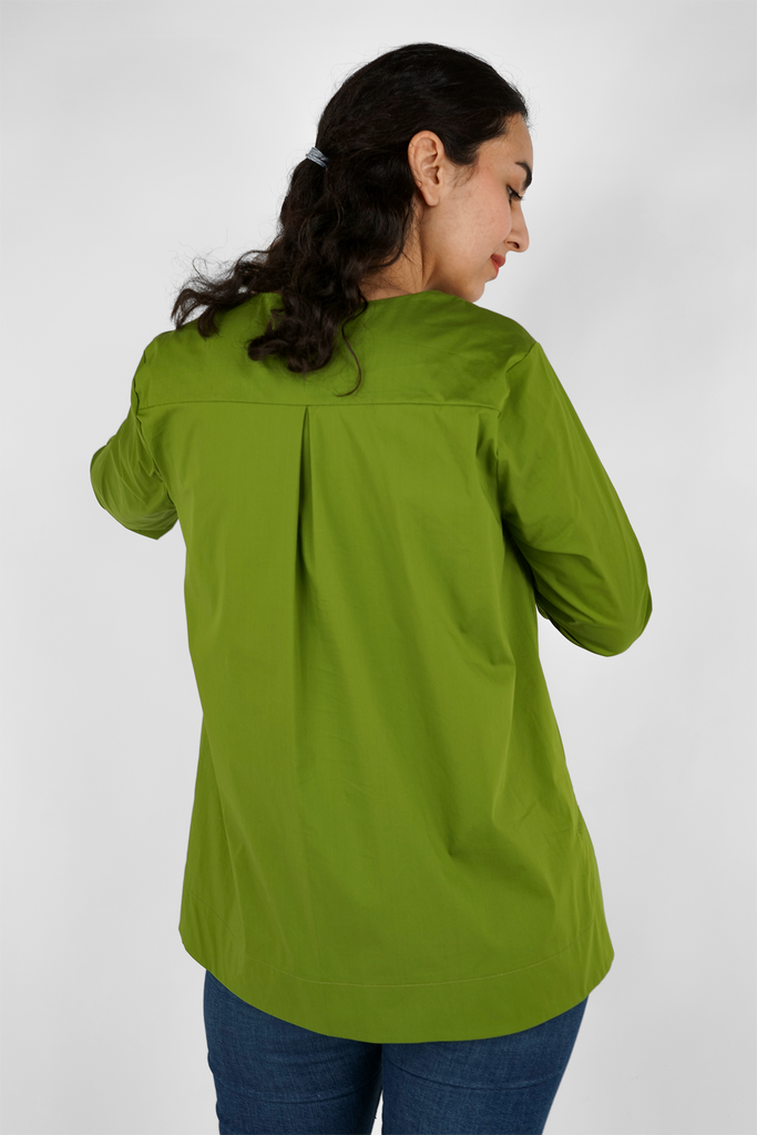 Bluse A-Shape aus Popeline-Stretch in olivgrün