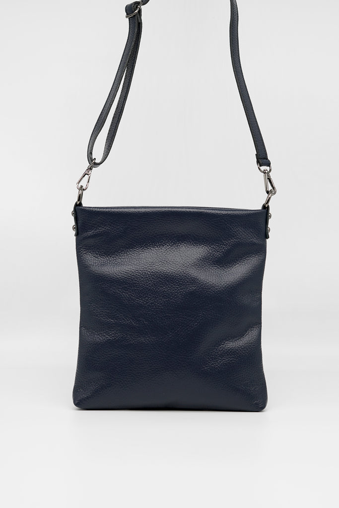Crossbody-Bag HELENA aus genarbtem Leder in dunkelblau