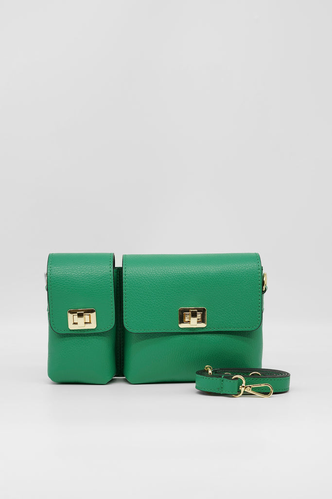Crossbody-Bag MARINA aus genarbtem Leder in grün