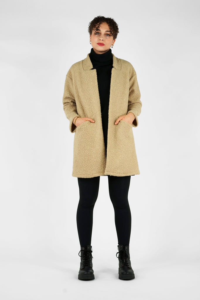Jacke in Bouclé-Optik in beige