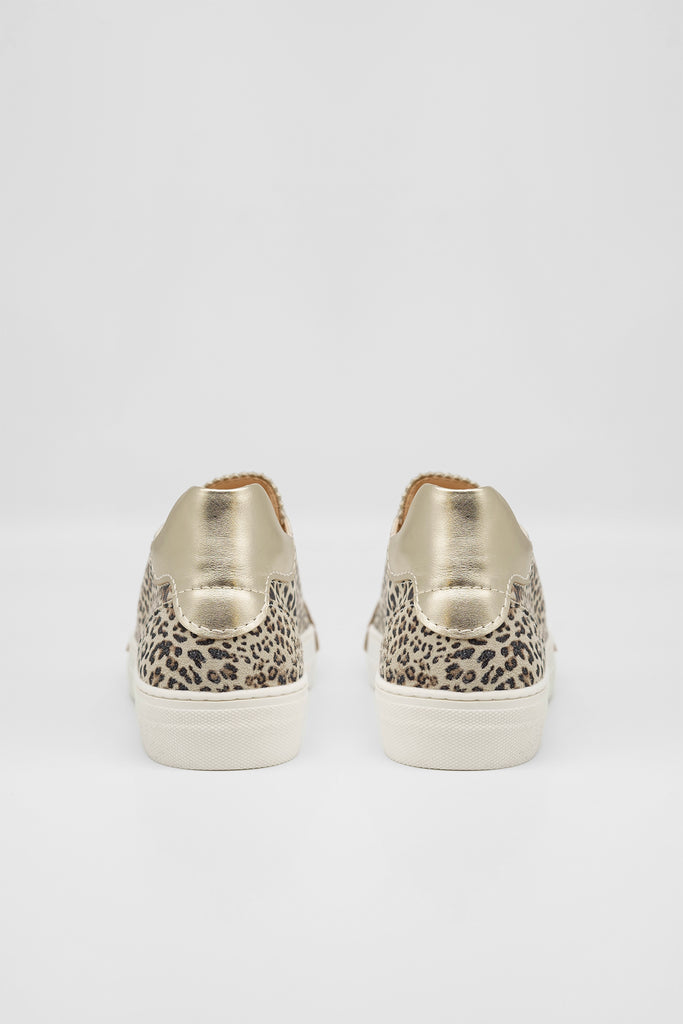 L'Ecologica Sneaker aus Veloursleder mit Leo-Print in beige