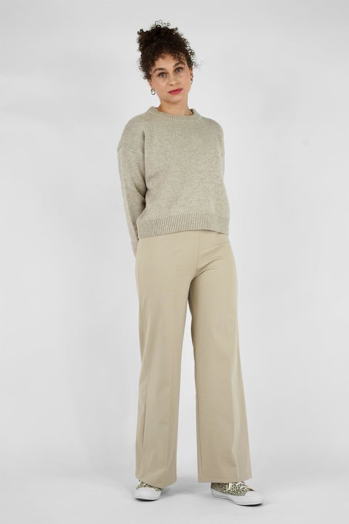 Weite Hose im Joggpants-Stil in beige